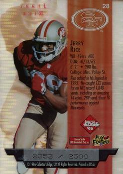 1996 Collector's Edge President's Reserve - Air Force One SN2500 #28 Jerry Rice Back