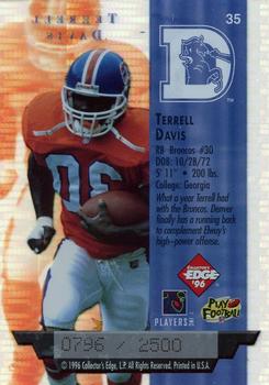 1996 Collector's Edge President's Reserve - Air Force One SN2500 #35 Terrell Davis Back