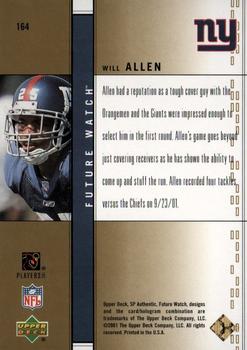 2001 SP Authentic - Future Watch Gold #164 Will Allen Back