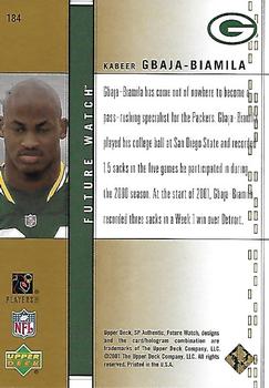 2001 SP Authentic - Future Watch Gold #184 Kabeer Gbaja-Biamila Back