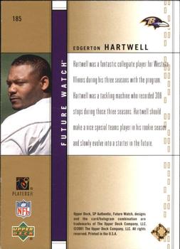 2001 SP Authentic - Future Watch Gold #185 Edgerton Hartwell Back