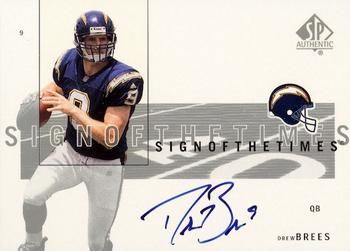 2001 SP Authentic - Sign of the Times #DBR Drew Brees Front