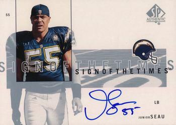 2001 SP Authentic - Sign of the Times #JS Junior Seau Front