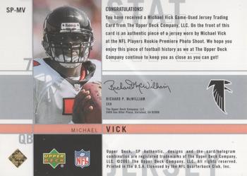 2001 SP Authentic - Stat Jerseys #SP-MV Michael Vick Back