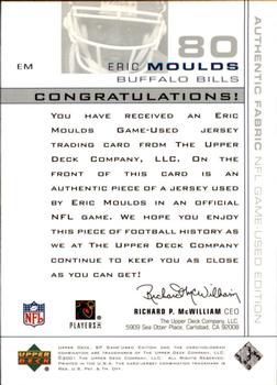 2001 SP Game Used Edition - Authentic Fabric #EM Eric Moulds Back