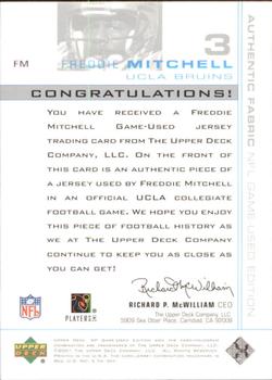 2001 SP Game Used Edition - Authentic Fabric #FM Freddie Mitchell Back