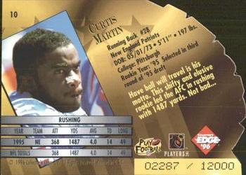 1996 Collector's Edge President's Reserve - New Regime #10 Curtis Martin Back