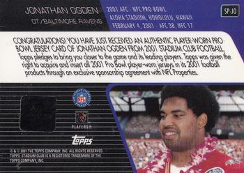 2001 Stadium Club - Pro Bowl Jerseys #SP-JO Jonathan Ogden Back