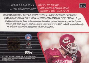 2001 Stadium Club - Pro Bowl Jerseys #SP-TG Tony Gonzalez Back