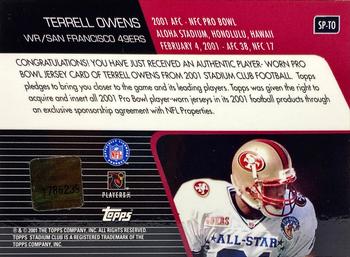 2001 Stadium Club - Pro Bowl Jerseys #SP-TO Terrell Owens Back