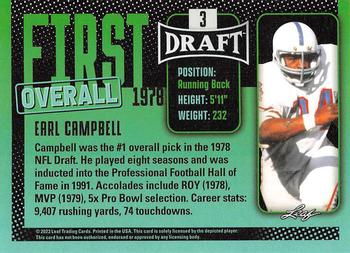 2023 Leaf Draft #3 Earl Campbell Back