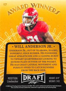 2023 Leaf Draft #17 Will Anderson Jr. Back