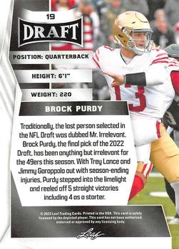 2023 Leaf Draft #19 Brock Purdy Back