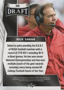 2023 Leaf Draft #26 Nick Saban Back