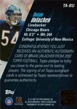 2001 Topps - Autographs #TA-BU Brian Urlacher Back