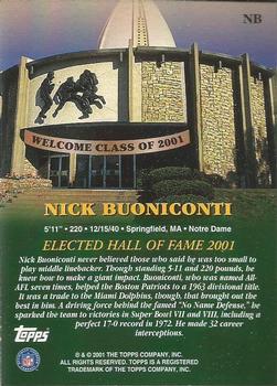 2001 Topps - Hall of Fame Class of 2001 #NB Nick Buoniconti Back