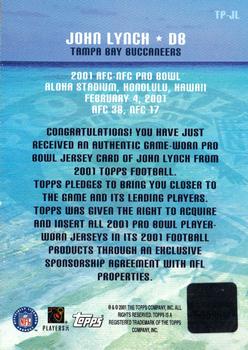 2001 Topps - Pro Bowl Jerseys #TP-JL John Lynch Back
