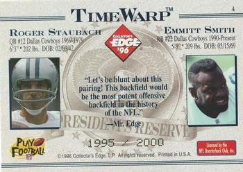 1996 Collector's Edge President's Reserve - TimeWarp #4 Emmitt Smith / Roger Staubach Back