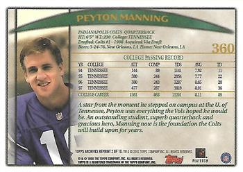 2001 Topps Archives - Previews #2 Peyton Manning Back