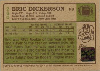 2001 Topps Archives - Relic Seats #AS-ED Eric Dickerson Back
