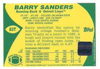 2001 Topps Archives - Rookie Reprint Autographs #AA-BS Barry Sanders Back