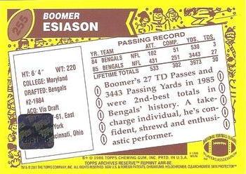 2001 Topps Archives Reserve - Jerseys #ARR-BE Boomer Esiason Back