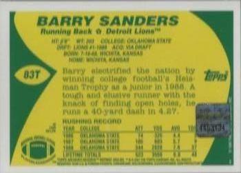 2001 Topps Archives Reserve - Rookie Reprint Autographs #ARA-BS Barry Sanders Back