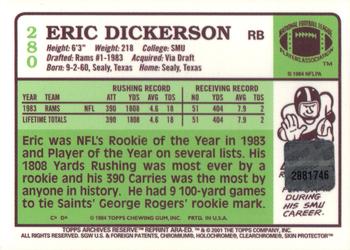 2001 Topps Archives Reserve - Rookie Reprint Autographs #ARA-ED Eric Dickerson Back