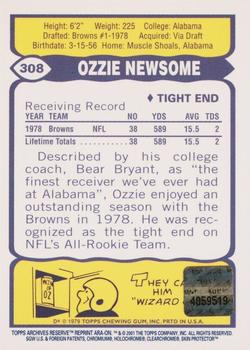 2001 Topps Archives Reserve - Rookie Reprint Autographs #ARA-ON Ozzie Newsome Back