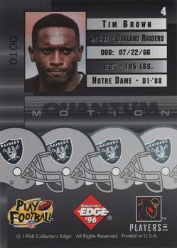 1996 Collector's Edge - Quantum Motion #4 Tim Brown Back