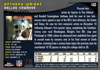 2001 Topps Chrome - Refractors #40 Anthony Wright Back