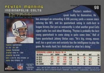 2001 Topps Chrome - Refractors #98 Peyton Manning Back