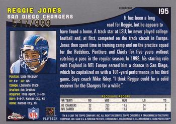 2001 Topps Chrome - Refractors #195 Reggie Jones Back