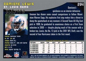 2001 Topps Chrome - Refractors #294 Damione Lewis Back