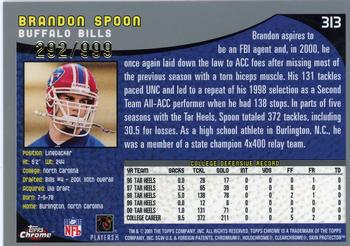 2001 Topps Chrome - Refractors #313 Brandon Spoon Back