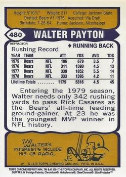 2001 Topps Chrome - Walter Payton Reprints Refractors #WP4 Walter Payton Back