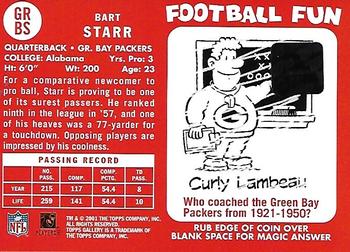 2001 Topps Gallery - Heritage Relics #GRBS Bart Starr Back