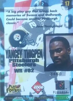 1996 Collector's Edge - Ripped #17 Yancey Thigpen Back
