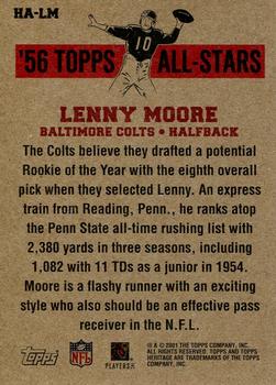 2001 Topps Heritage - 1956 All-Stars #HA-LM Lenny Moore Back