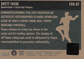 2001 Topps Heritage - Classic Renditions #CRABF Brett Favre Back