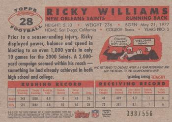 2001 Topps Heritage - Retrofractor #28 Ricky Williams Back
