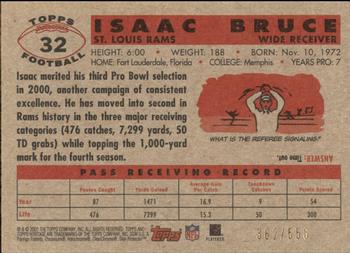 2001 Topps Heritage - Retrofractor #32 Isaac Bruce Back