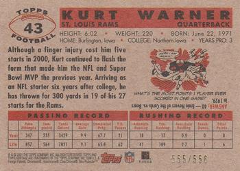 2001 Topps Heritage - Retrofractor #43 Kurt Warner Back