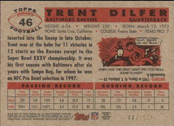2001 Topps Heritage - Retrofractor #46 Trent Dilfer Back