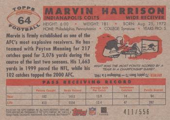 2001 Topps Heritage - Retrofractor #64 Marvin Harrison Back