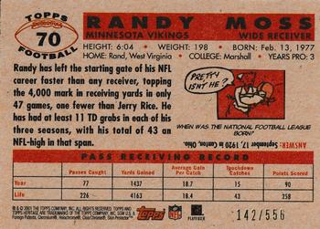 2001 Topps Heritage - Retrofractor #70 Randy Moss Back