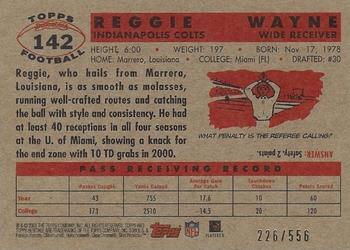 2001 Topps Heritage - Retrofractor #142 Reggie Wayne Back