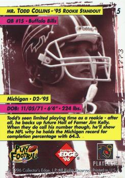 1996 Collector's Edge - Too Cool #5 Todd Collins Back