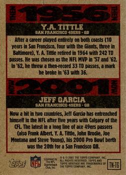 2001 Topps Heritage - Then and Now #TN-TG Y.A. Tittle / Jeff Garcia Back