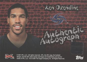 2001 Topps XFL - Endzone Autographs #NNO Ken Oxendine Back